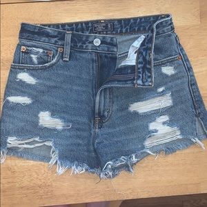 High rise denim shorts